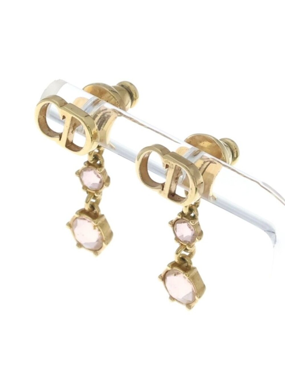 Dior CD Logo Stone Earrings Gold